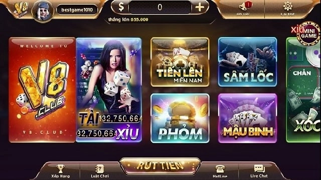 Cổng game V8club sở hữu kho game bài đồ sộ, phong phú