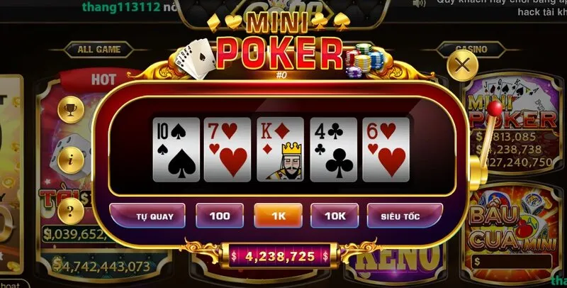 Game nổ hũ Mini Poker V8Club hấp dẫn